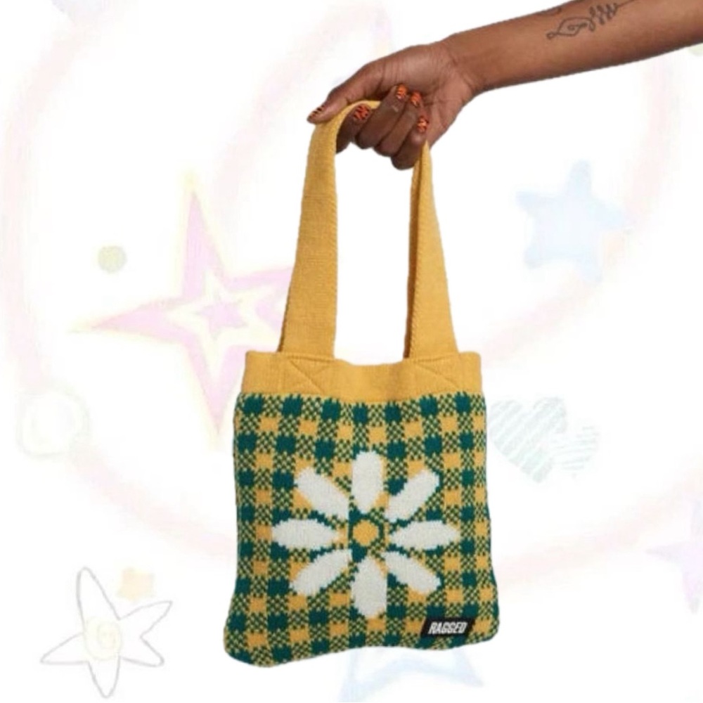 Mini yellow and blue Ragged Priest tote bag